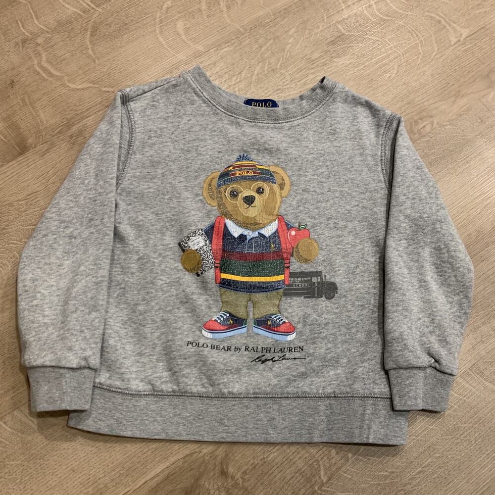 Polo Ralph Lauren Polo Bear Sweatshirt School Bus Kids Boys 4T 4 Toddler Gray